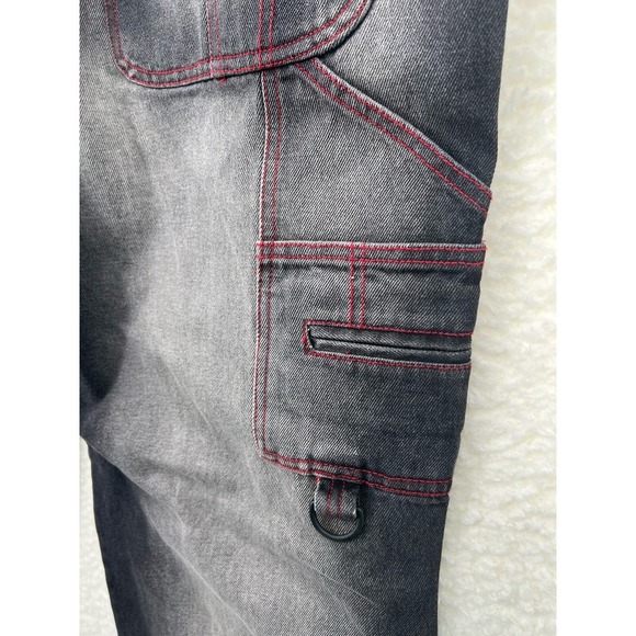 U&U Vintage Mens 44X34 Black Painted Urban Baggy Y2K Cotton Jeans Streetwear - Picture 8 of 10